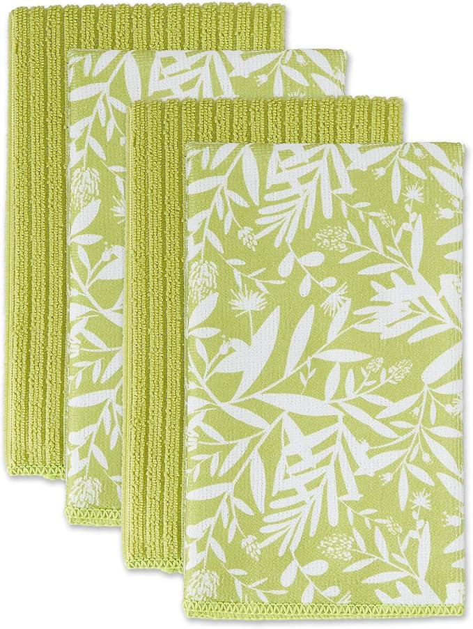 DII Cleaning Collection Multi-Purpose Microfiber, Avocado Floral, Dishtowel Set