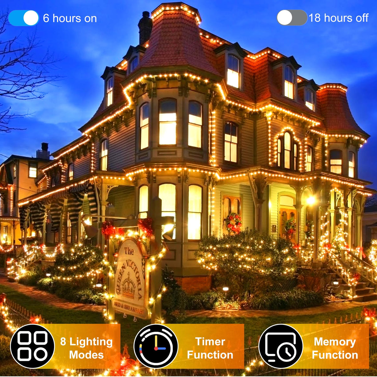 509FT Christmas Lights Outdoor 1350 LED Christmas Tree Decorations Lights with 8 Modes & Timer Memory, Plug In Clear Wire Waterproof LED Xmas Lights for Yard Trees Wedding Party Holiday (Warm White)