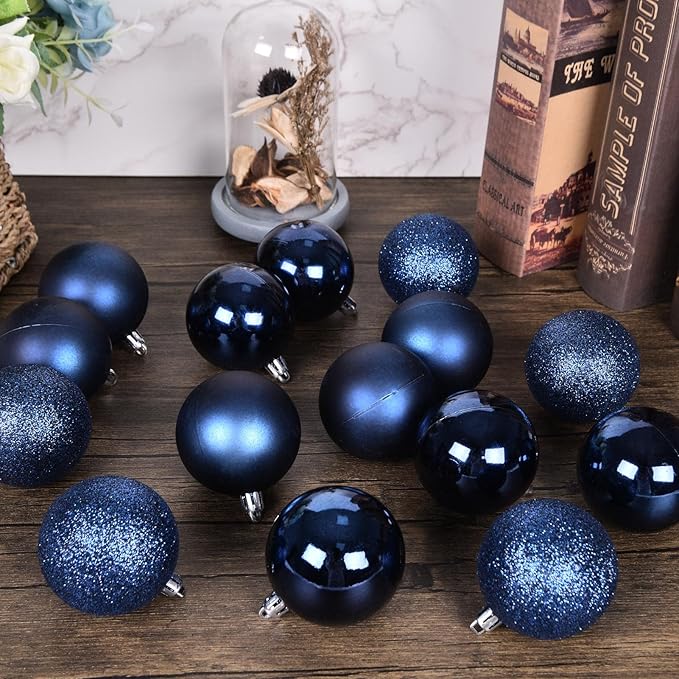 30ct Christmas Ball Ornaments, 2.36" Shatterproof Christmas Tree Decorations, Perfect Hanging Ball for Indoor/Outdoor Holiday Party Decor (Dark Blue)