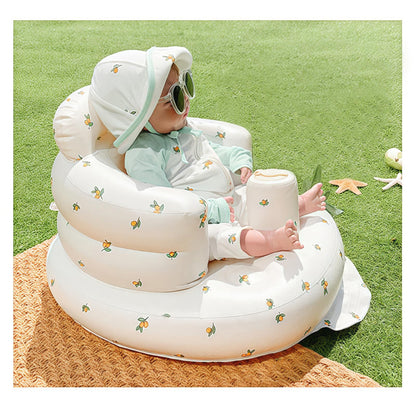 AirSwim Inflatable Baby Seat, Inflatable Baby Chair for Babies 3 Months and Up, Summer Blow Up Chair with Built in Air Pump, Infant Floor Sofa for Learning to Sit, Palying, Camping, Orange