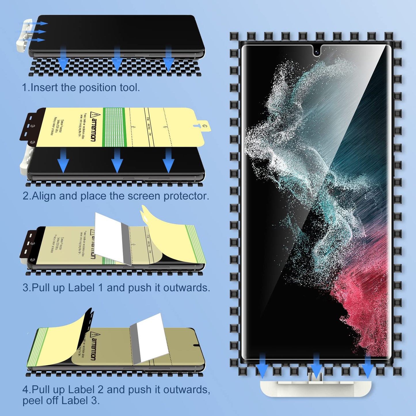 LK 3 Pack for Samsung Galaxy S22 Ultra Screen Protector [Not Glass] [Support Fingerprint Unlock] Bubble Free, with Easy Installation Tool, 3D Curved Max Coverage for S22 Ultra 6.8-inch