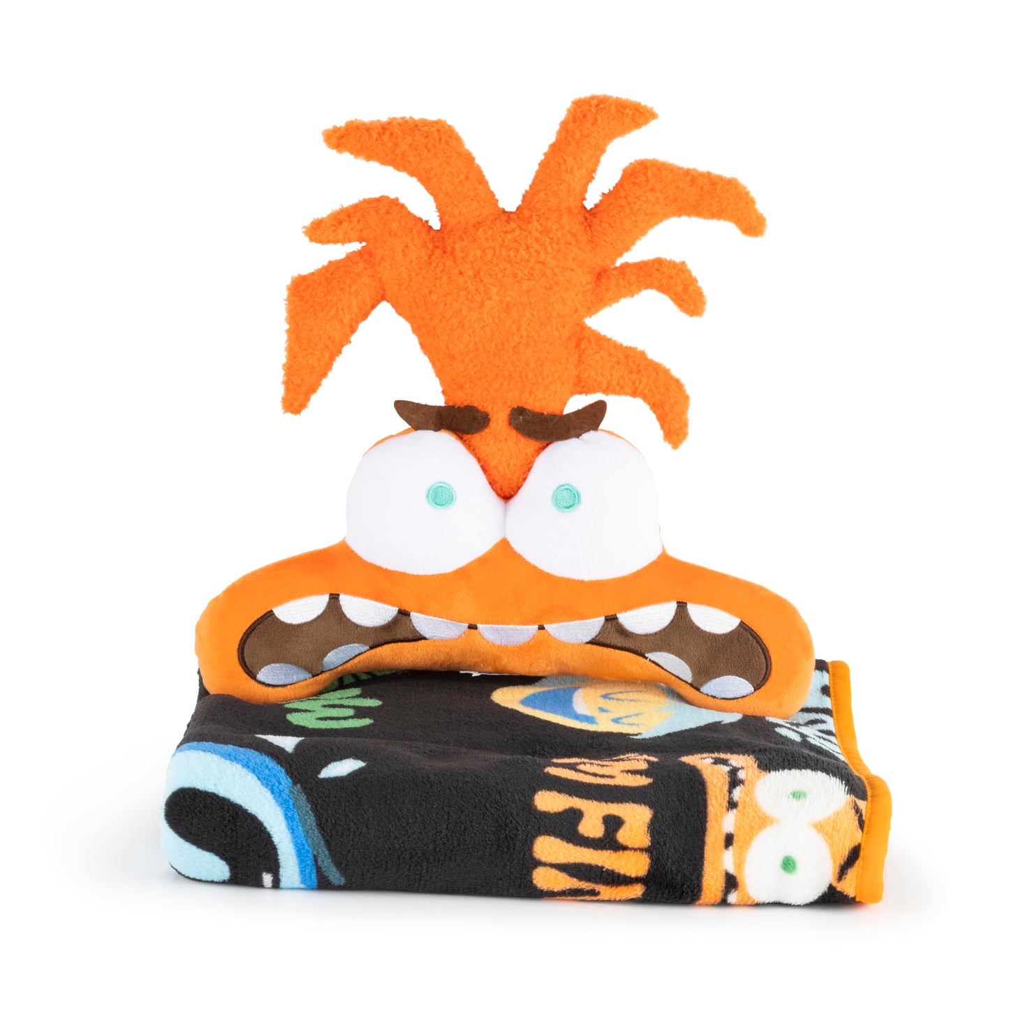 Jay Franco Disney Pixar Inside Out Anxiety Nogginz Set - 40 x 50 Inch Lightweight Travel Throw Blanket & Pillow - Kids Super Soft 2 Piece Bedding Set