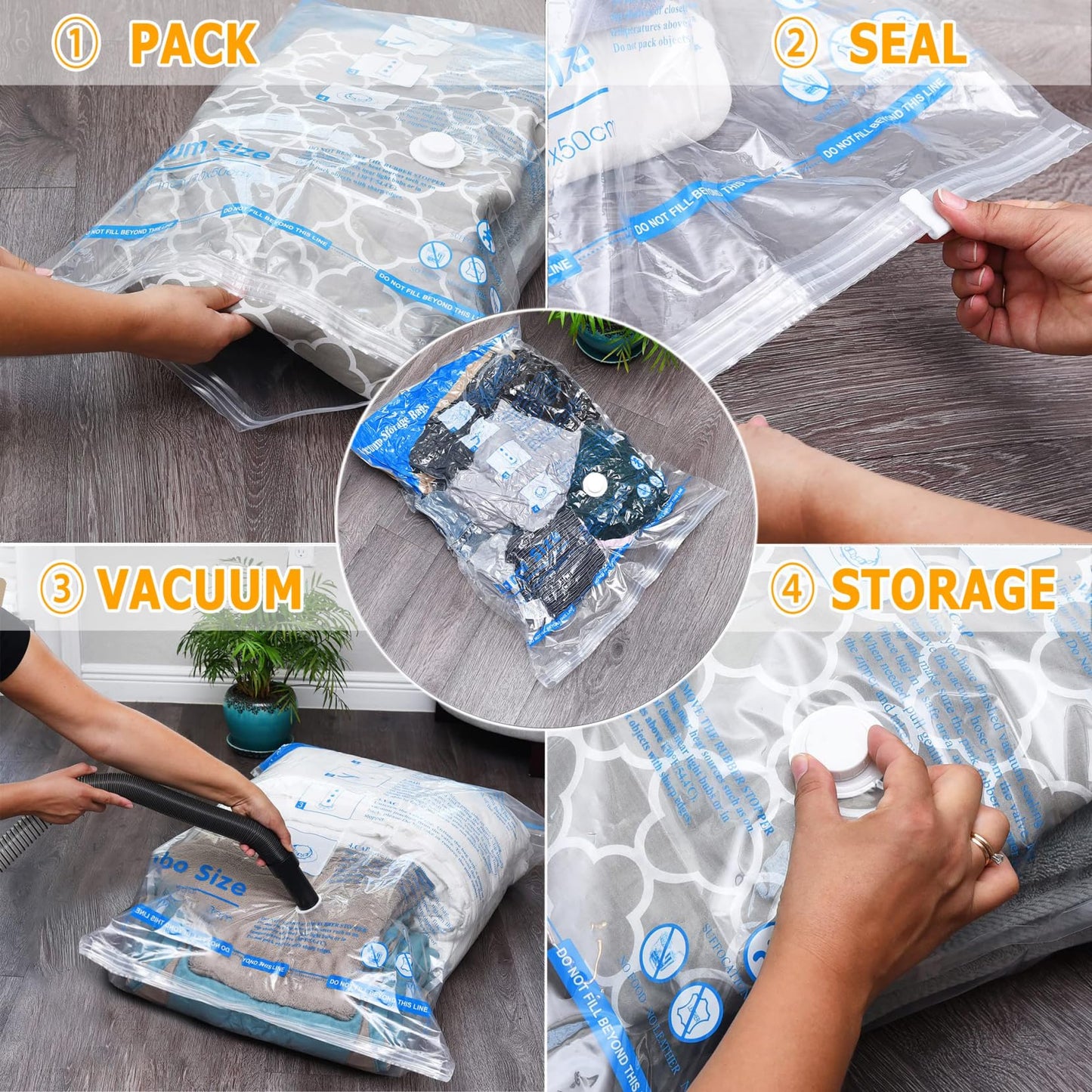 MEIQIHOME Vacuum Storage Bags, Space Saver Sealer Bags,Vacuum seal bags for clothing, Pillows, Comforters, Blankets, Bedding,Travel,20 COMBO