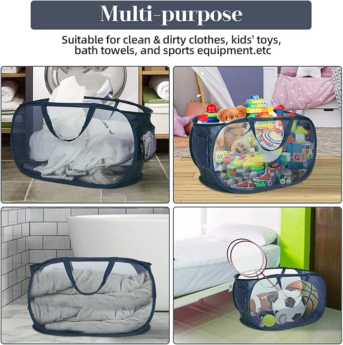 4 Pcs Durable Collapsible Laundry Baskets, Foldable Laundry Basket Large Opening