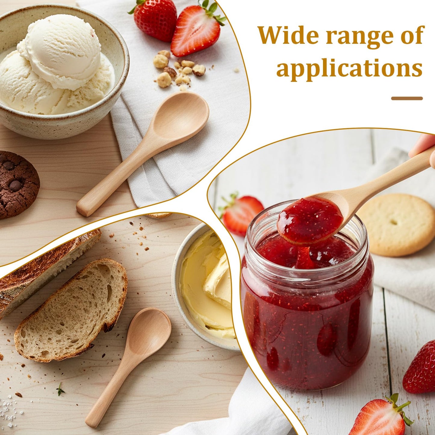 100 Pcs Mini Wooden Spoons Bulk, 3.5'' Little Natural Wood Teaspoons for Jars, Small Bath Salt Spoon, for Jars Sugar Creamer Honey Spices Salt Condiment