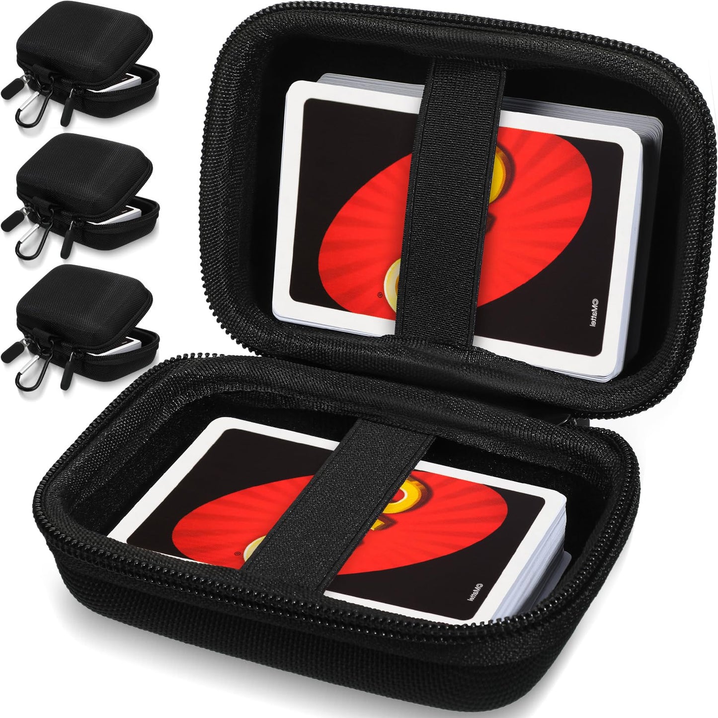 Sanwuta 4 Pcs Playing Card Case Hard EVA Travel Carrying Case for Classic Game Playing Card Box, 5 x 3.6 x 2.2 Inches (Not Including Cards)(Black)