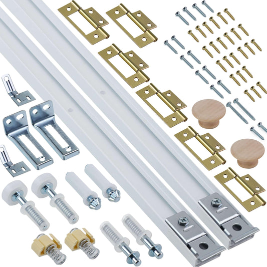 Bifold Door Hardware Kit, 2-Pack 30-Inch Bi-fold Closet Door Track Kit Bifold Closet Door Hardware Kit Folding Door Hardware Repair Replacement Tool Kit