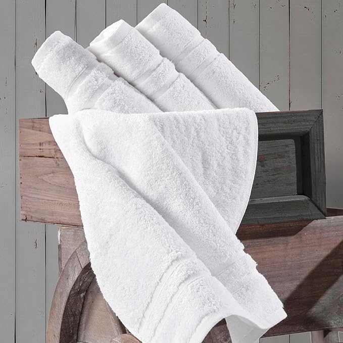 Hawmam Linen White Hand Towels for Bathroom, 16x29 Inch, Premium Turkish Cotton