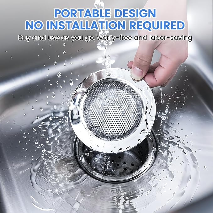 Kitchen Sink Strainer, Stainless Steel Sink Drain Strainer, Dishwasher Safe
