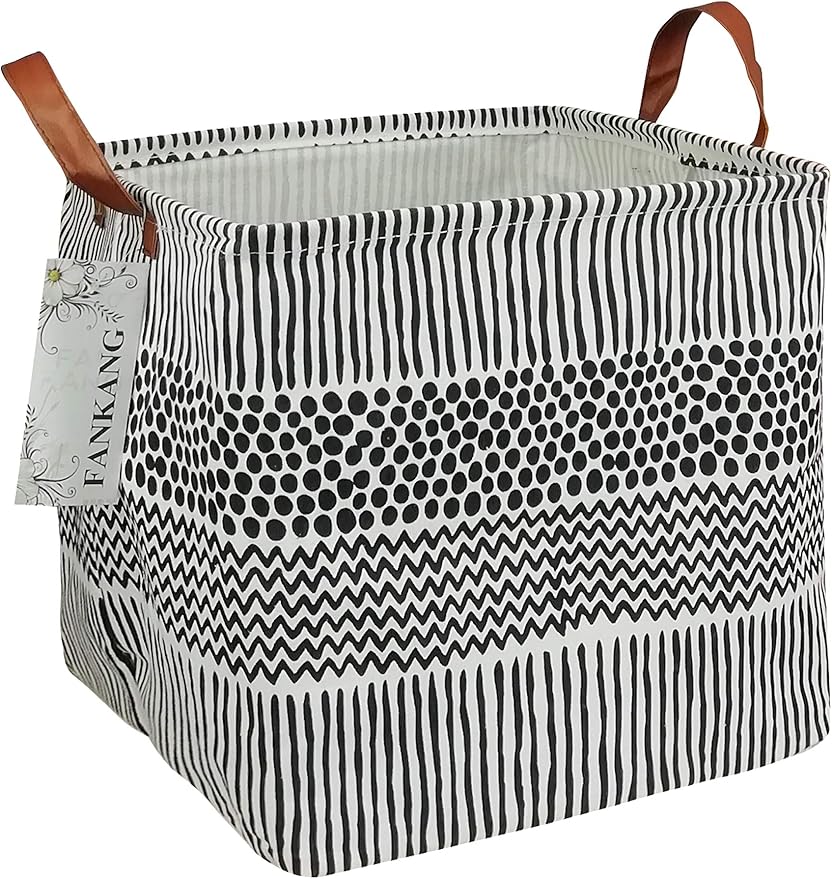 FANKANG Square Nursery Hamper Storage Bins Canvas Laundry Basket Foldable