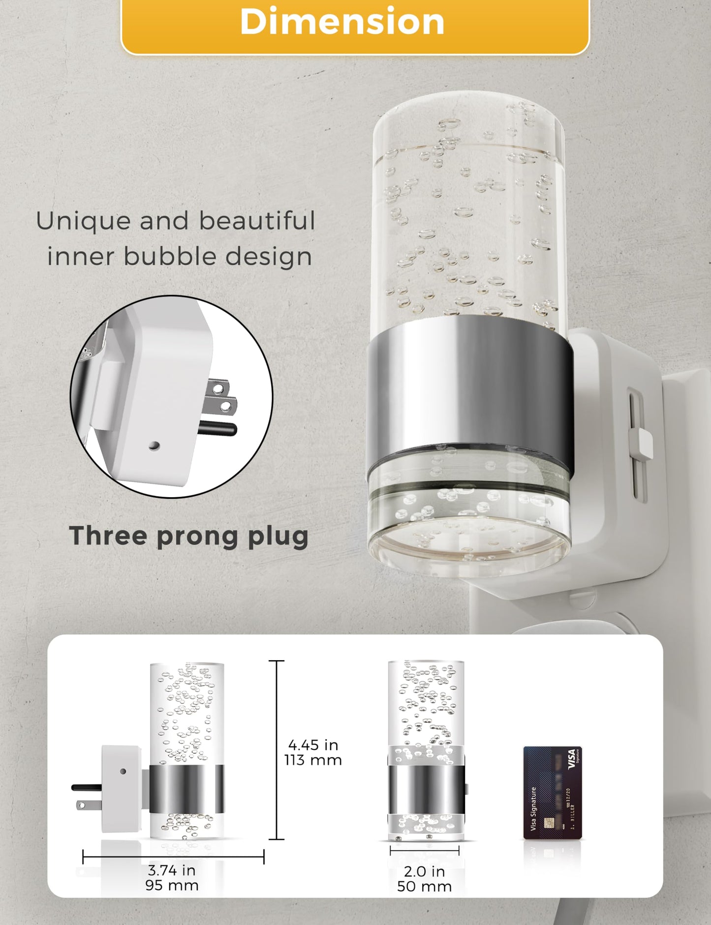 L LOHAS LED Night Light,Dimmable Night Lights Plug into Wall, 2 Pack Acrylic Nightlights with 0-100 LM Adjustable Brightness, 3000K Plug in Night Light with Dusk to Dawn Sensor, for Bathroom Hallway