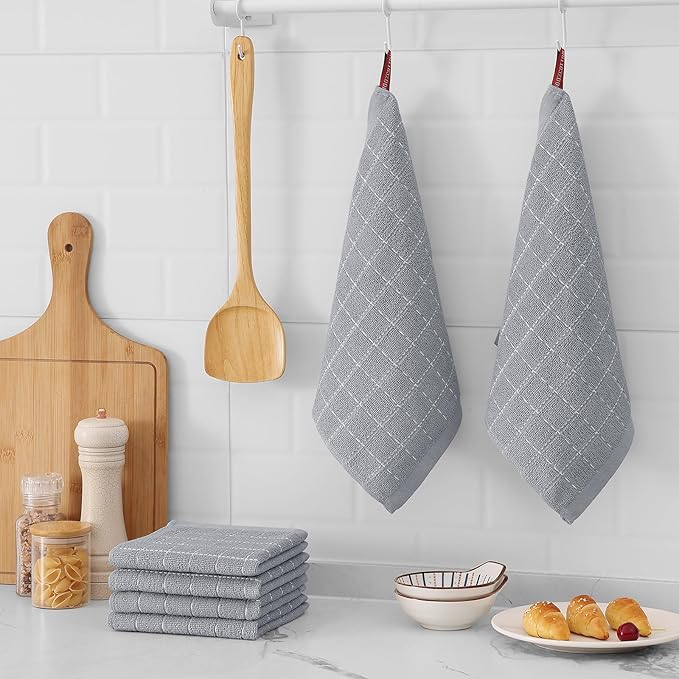 Mordimy 100% Cotton Terrycloth Kitchen Towels and Dishcloths Sets, Soft and