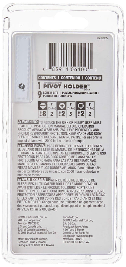 DEWALT DWPVTSET Pivot Holder Set with Bit Bar, 10-Piece