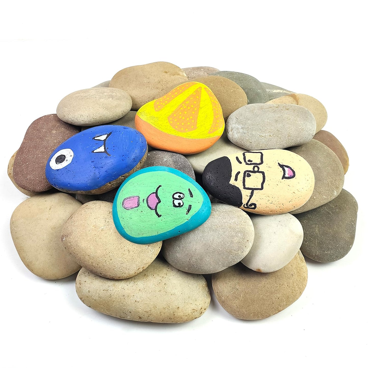 YISZM Large Rocks for Painting, 20PCS River Rocks for Painting, 3-4 Inches Flat Smooth Painting Stones for DIY Arts & Crafting