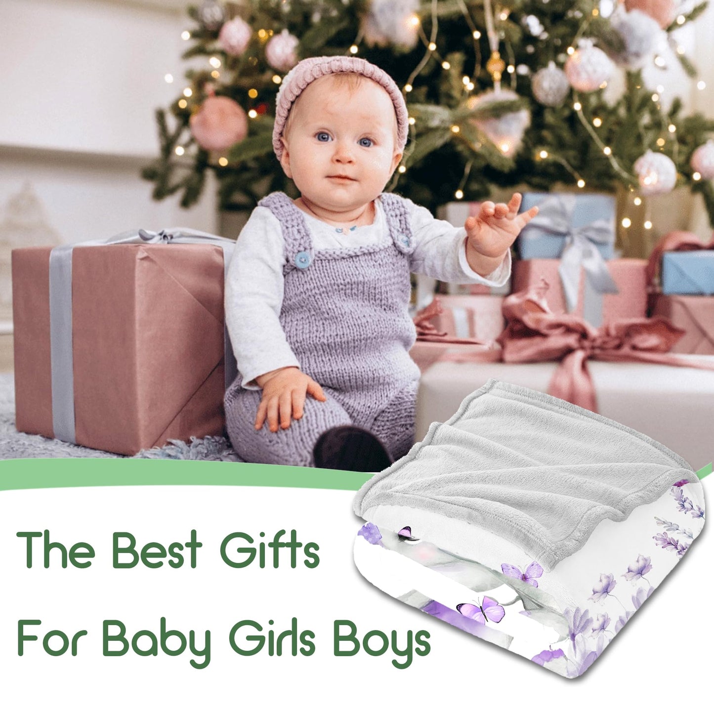 MAIWELL Personalized Baby Blanket with Name, Custom Elephant Kids Name Blankets for Girls, Receiving Blankets for Newborn Blanket, Customized Baby Shower Christmas Birthday Gifts