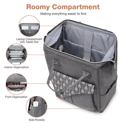 Lekesky Laptop Rucksack Bag 15.6 Inch Computer Backpack School Bag for Travel Business College Women Men- Grey