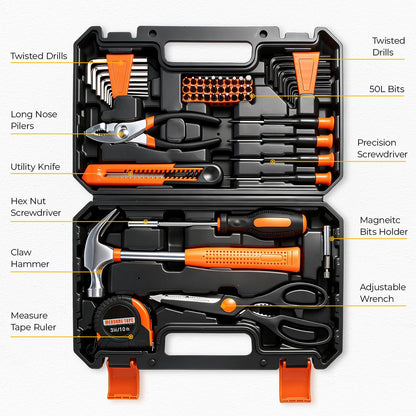 MarvTool 57 Piece Tool Set, Home Repair Hand Tool Kit, General Household Tool Box for Homeowner, DIY, Handyman, Women