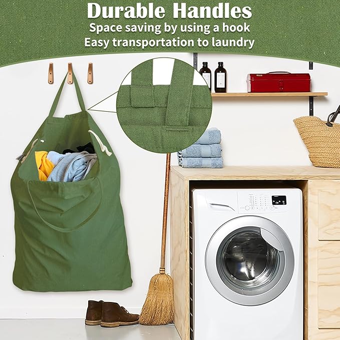 Canvas Laundry Bag 33"Wx 35"H, Thick Cotton Laundry Bag