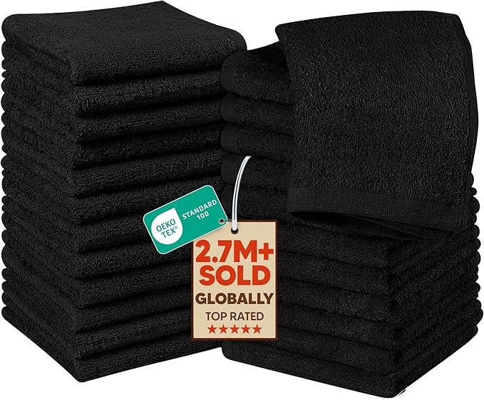 Utopia Towels 24 Pack Cotton Washcloths Set, 100% Ring Spun Cotton, Highly