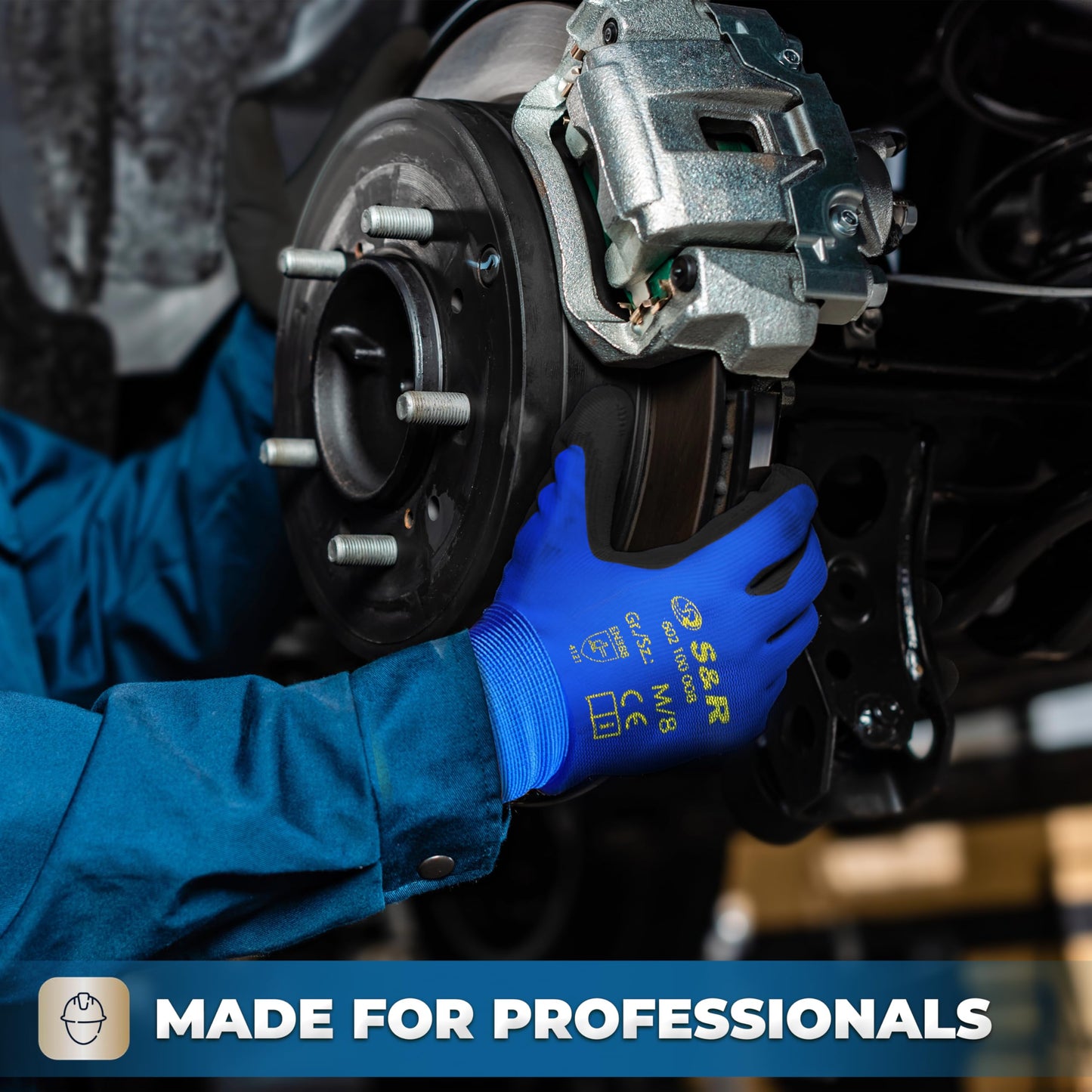 S&R Work Gloves – 12 Pairs, Nylon with PU Coating, Size XL/10 – Protective Gloves for Private & Commercial Use