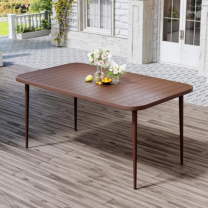 JEAREY Patio Dining Table, Outdoor Dining Table All-Weather for Garden, Backyard, Lawn, Coffee
