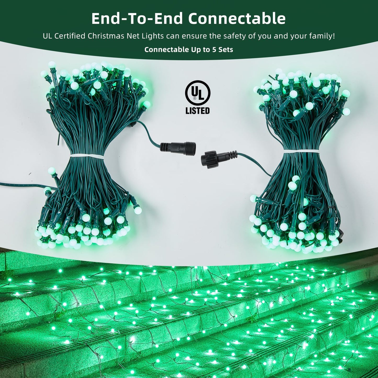 Led Net Lights Christmas Lights Outdoor Green Christmas Net Lighting with 121Led Mini Globe Light 5ftx5ft, Outdoor Indoor Fairy Mesh Net Lighting for Christmas Trees, Bushes, Shrubs Decorations