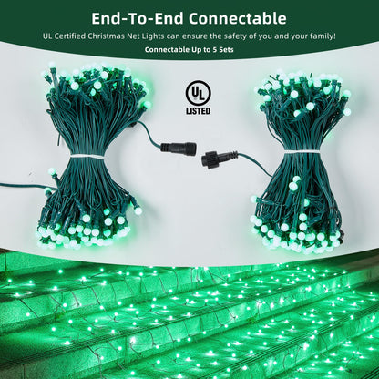 Led Net Lights Christmas Lights Outdoor Green Christmas Net Lighting with 121Led Mini Globe Light 5ftx5ft, Outdoor Indoor Fairy Mesh Net Lighting for Christmas Trees, Bushes, Shrubs Decorations