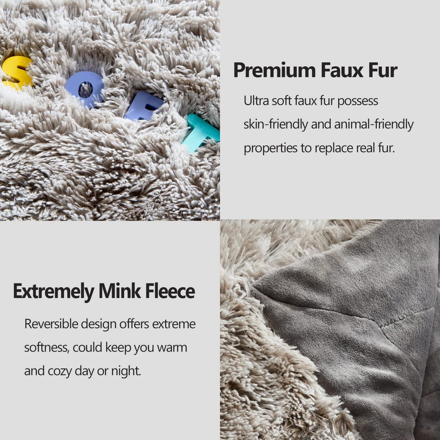 GONAAP Fuzzy Faux Fur Throw Blanket Twin Size Frosty Grey Super Soft Cozy Plush Fuzzy Shaggy Blanket for Couch Sofa Bed (Frosty Grey, Twin(60"x80"))