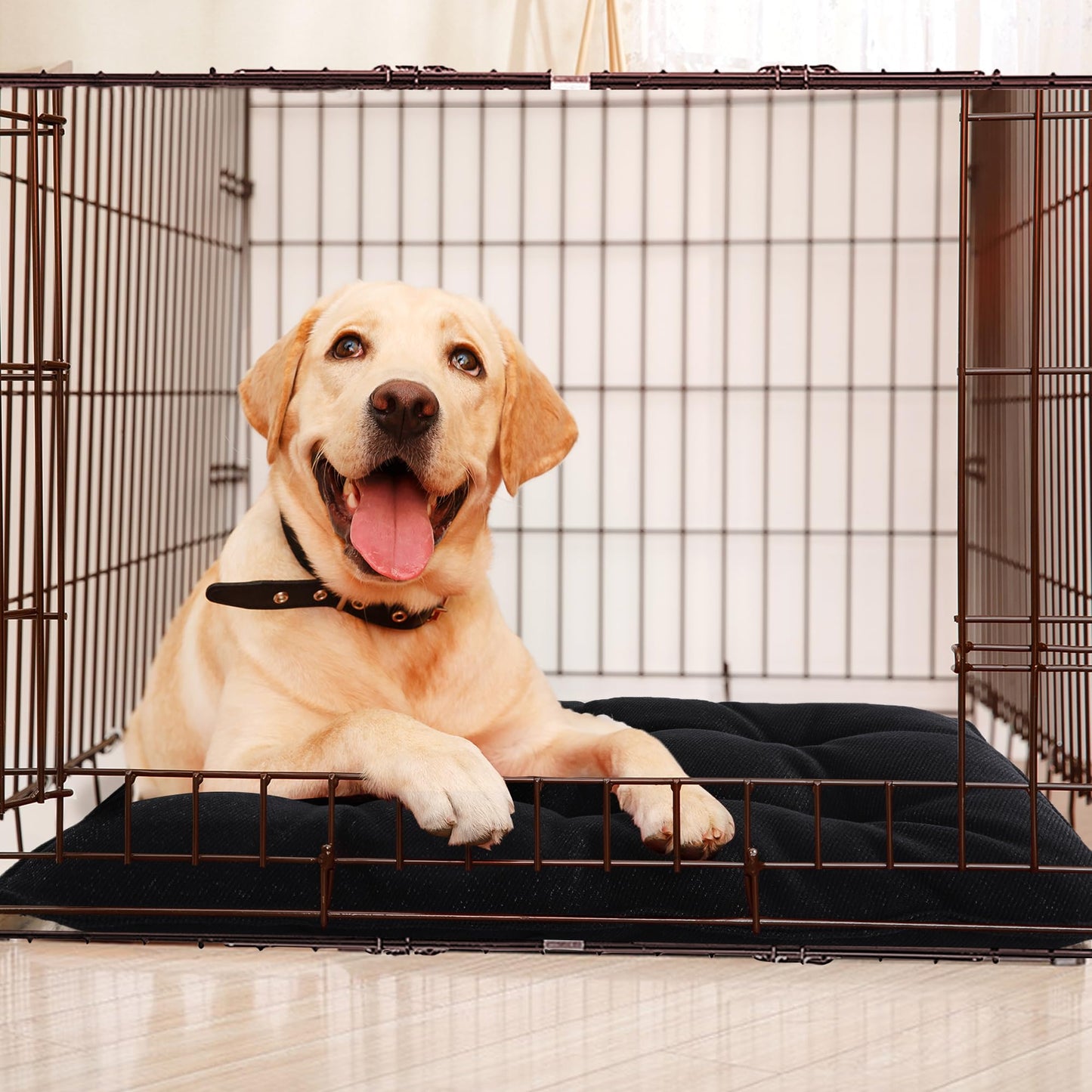 MABOZOO Indestructible Dog Bed - Chew Proof Crate Pad, Durable for Aggressive Chewers, Washable Mats for Small Puppy, Black, 17x23 in