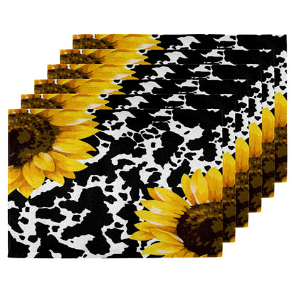 Sunflower Spot Fusion Placemats Set of 4,12x18 Inch Heat Resistant Non-Slip Table Mats for Dining Table, Washable Place Mats for Wedding, Party, Home Decor