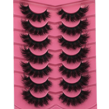 Mink Lashes 8D False Eyelashes Wispy Eye Lashes Cat-Eye Long 18 MM Dramatic FANXITON 7 Pairs Pack Volume Thick Faux Mink Lashes Multipack
