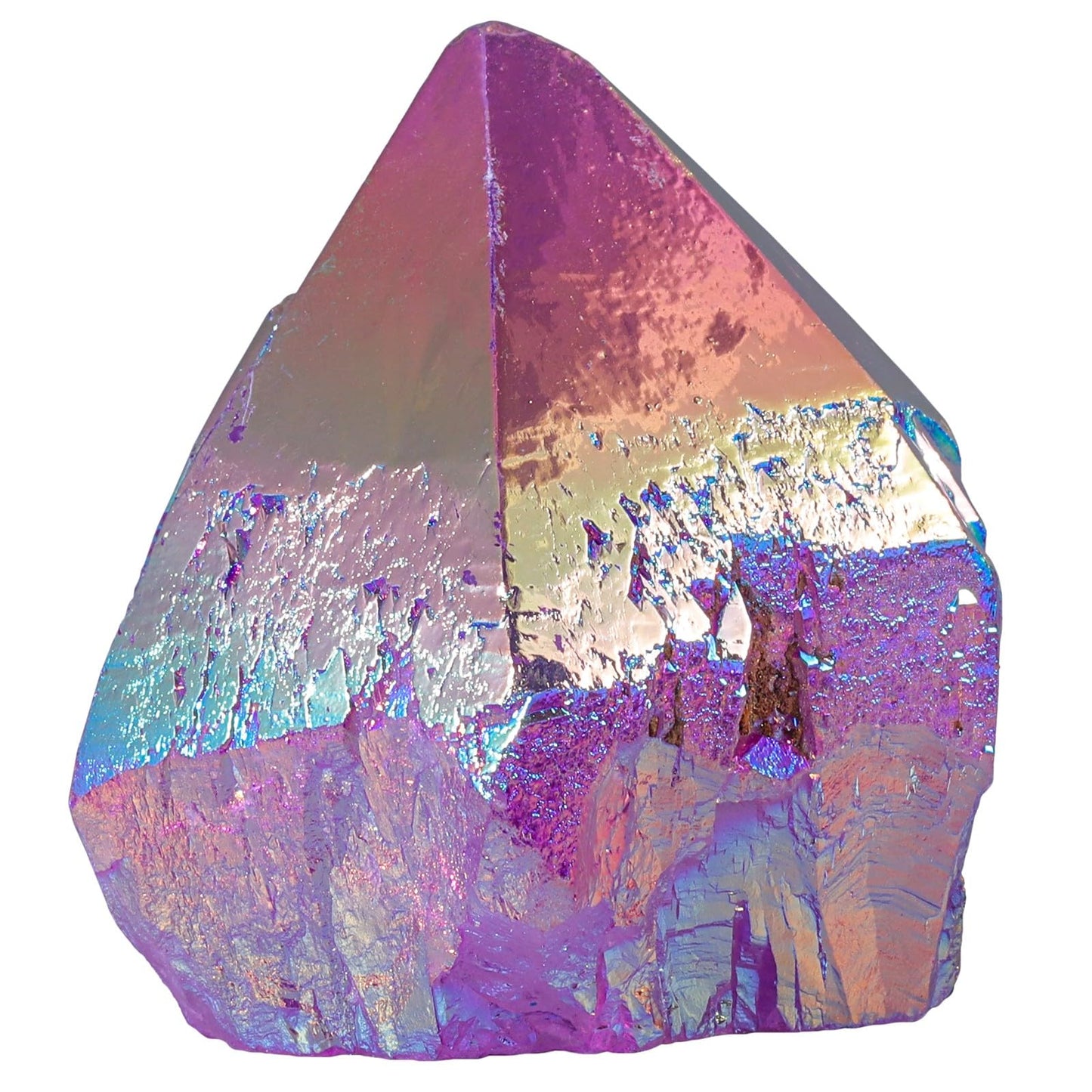 TUMBEELLUWA Titanium Coated Purple AB Crystal Cluster, Angel Aura Quartz Decorative Rock Geode Mineral Specimen for Home Shelf