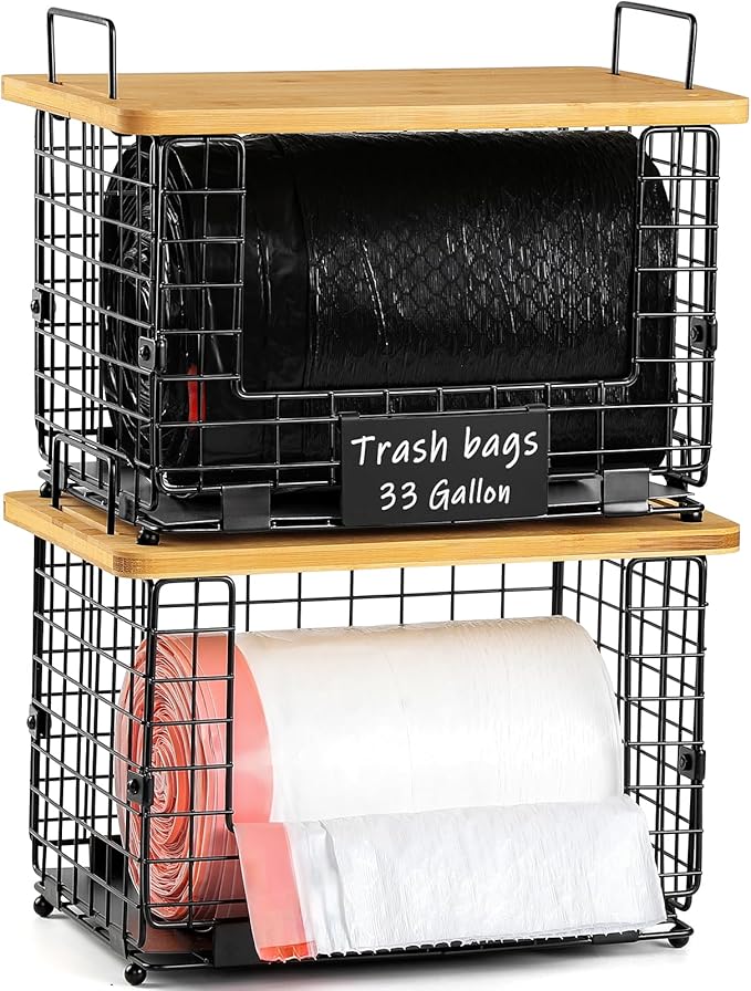 1 Pack Stackable Storage Trash Bag Baskets