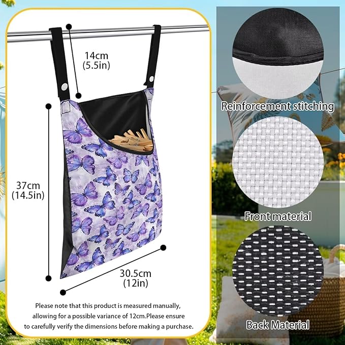 Butterfly Purple Clothespin Bag