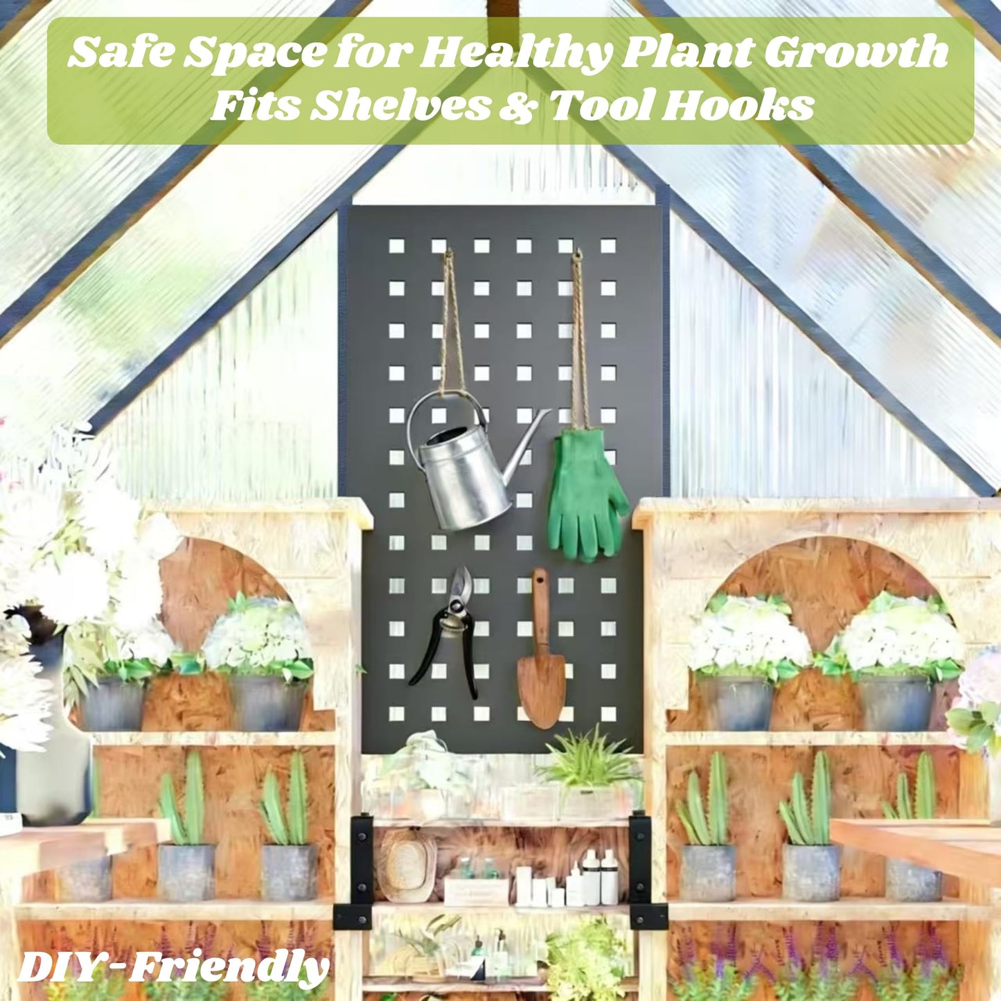Fly by Yan 8x8 FT Greenhouse for Outdoors, Polycarbonate Greenhouse with Quick Setup Structure and Roof Vent, Aluminum Large Walk-in Green House for Outside Garden Backyard, Dark Gray