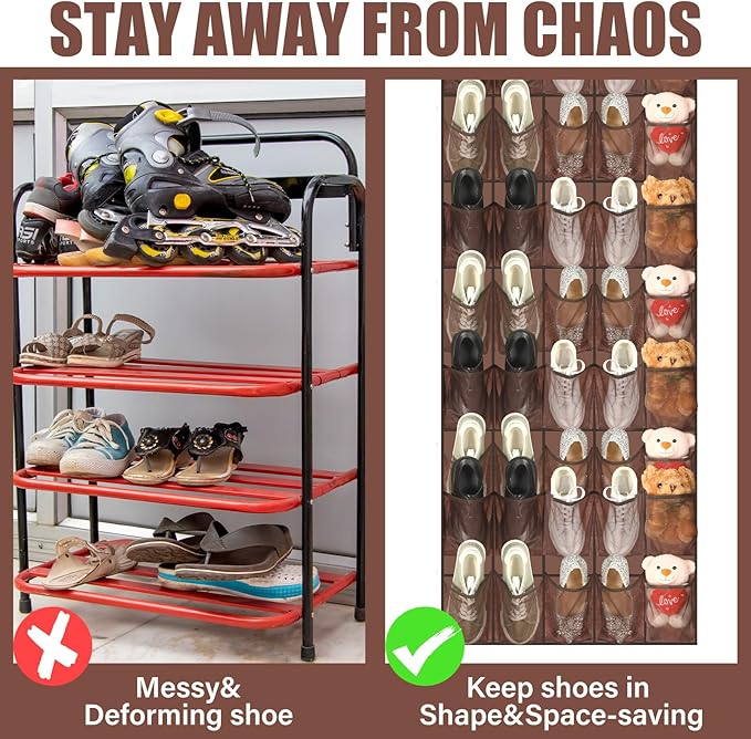Windyun 40 Over the Door Shoe Organizer Large Breathable Mesh Pockets Hanging