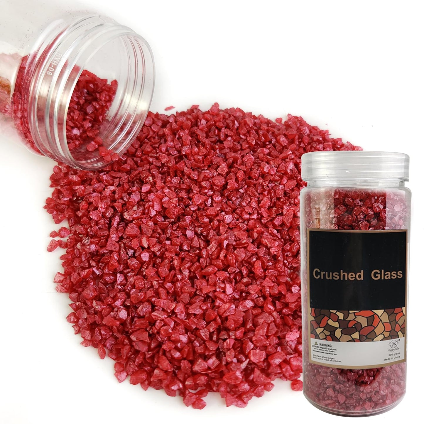 HappyFiller Broken Crushed Glass Sand Gems Stones(1.5 Cup) for Epoxy Resin Arts Crafts,Vases Fillers, Terrarium Succulent Plants Decor,Table Scatter,Home Centerpieces,Candle Holder,1.3 LB