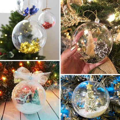 10 Pcs Christmas Ornament Balls, Clear Plastic Fillable Ornament Ball, 70 mm DIY Bath Bomb Mold Set Acrylic Ball Baubles for Christmas Tree, Halloween, Holiday, Wedding, Party, Home Decor