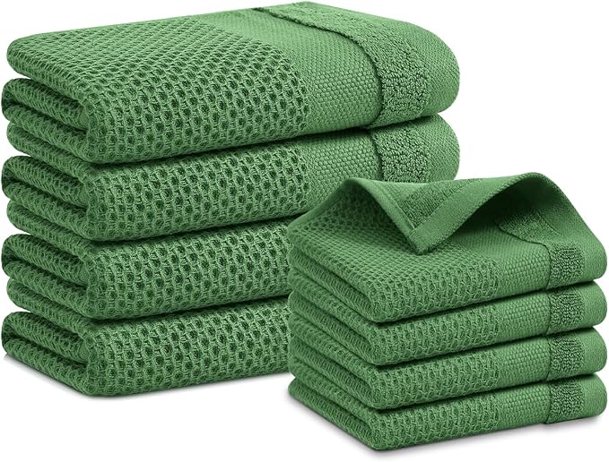 Homaxy Kitchen Towels and Dishcloths Set, 12 x 12 and 13 x 28 Inches, Super