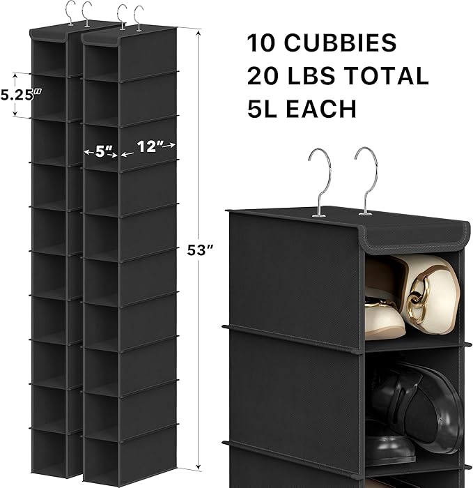 Simple Houseware 2 Pack 10 Shelves Hanging Organizer