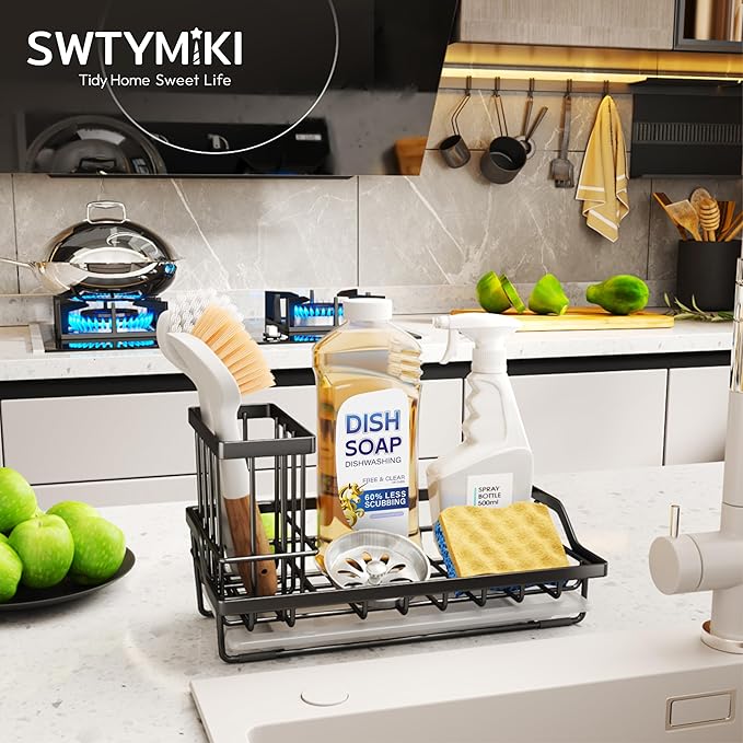 SWTYMIKI Large Sink Caddy Kitchen Sink Organizer