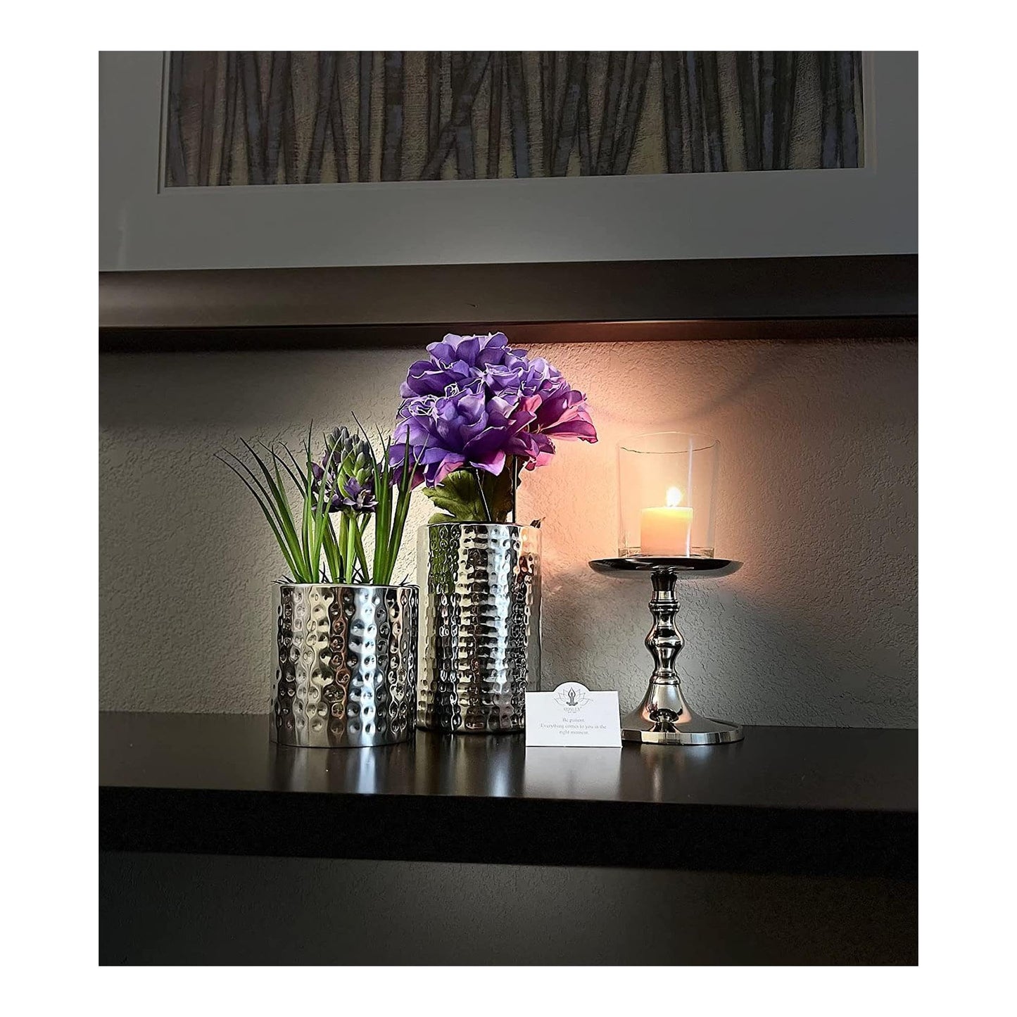 Hosley Aluminum Metal Decorative Pillar Candle Holder Silver Finish for Candles or Display, 5Inch High - Ideal for Weddings, Parties, Events, Home Decor, Gifts, Elegant