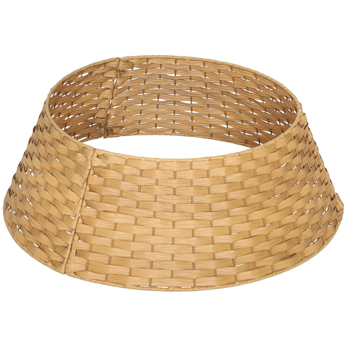 HOMCOM 27 inch Rustic Christmas Tree Collar, Plastic Woven Christmas Tree Skirt, Base Cover for Party, Holiday, Home Decoration, Natural