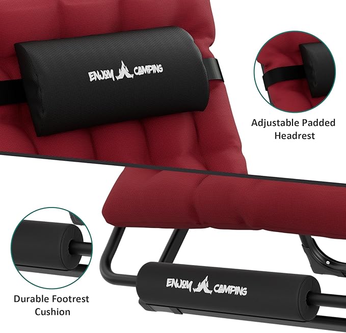 UDPATIO Oversized Zero Gravity Chair, 33In XXL Patio Reclining Chair with Cushion, Outdoor Folding Recliner with Pillows|Cup Holder|Foot Rest|Padded Headrest, Burgundy, Support 500LB