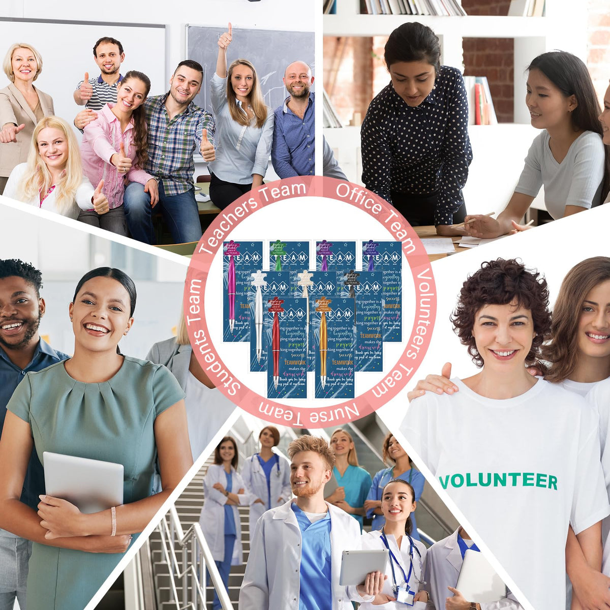 Sinload 30 Sets Team Appreciation Gifts Bulk Inspirational Puzzle Ballpoint Pens Motivational Cards Bookmark for Team Staff Office Coworker Employee Teamwork Gifts