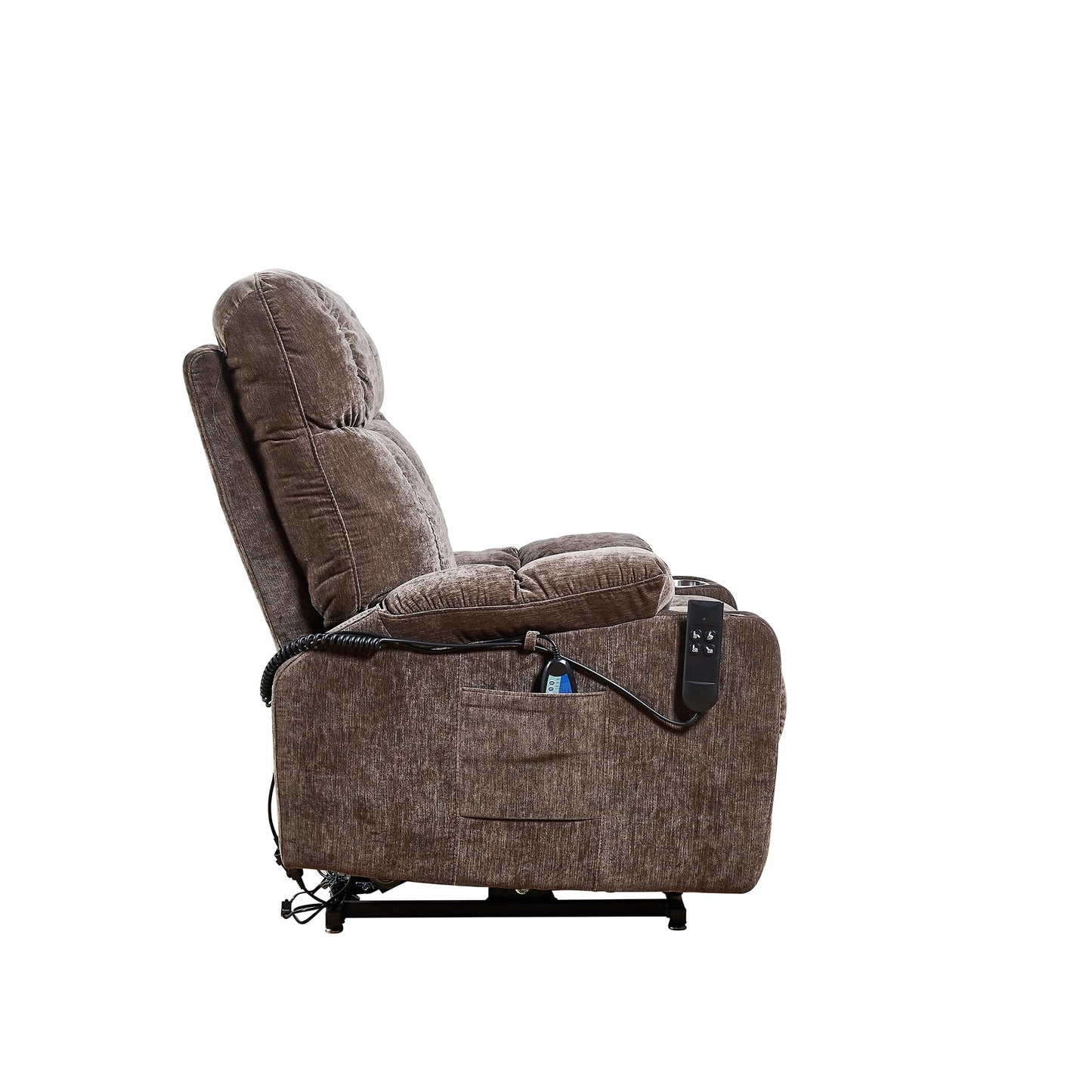 ERYE Oversized Electric Power Lift Recliner Chair for Elderly W/Massage & Heat, 2 Remote Controllers Infinite Positions Chenille Tufted Upholstered Recliner Armchair W/Cupholders