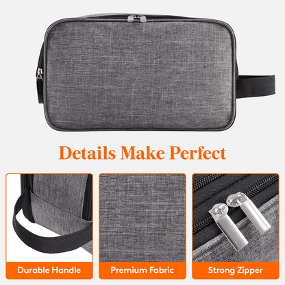 Lifewit Toiletry Bag for Men, Large Travel Shaving Dopp Kit with Double Zippers, Water-Resistant Bathroom & Travel Organizer for Full Size Toiletries and Shaving Accessories, Large, Grey