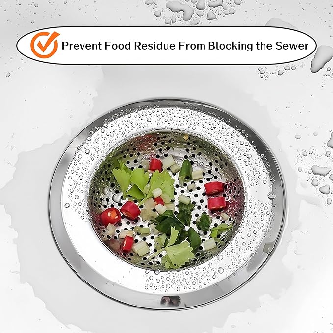 2PCS Kitchen Sink Drain Strainer, Stainless Steel Mesh Sink Strainer, Kitchen