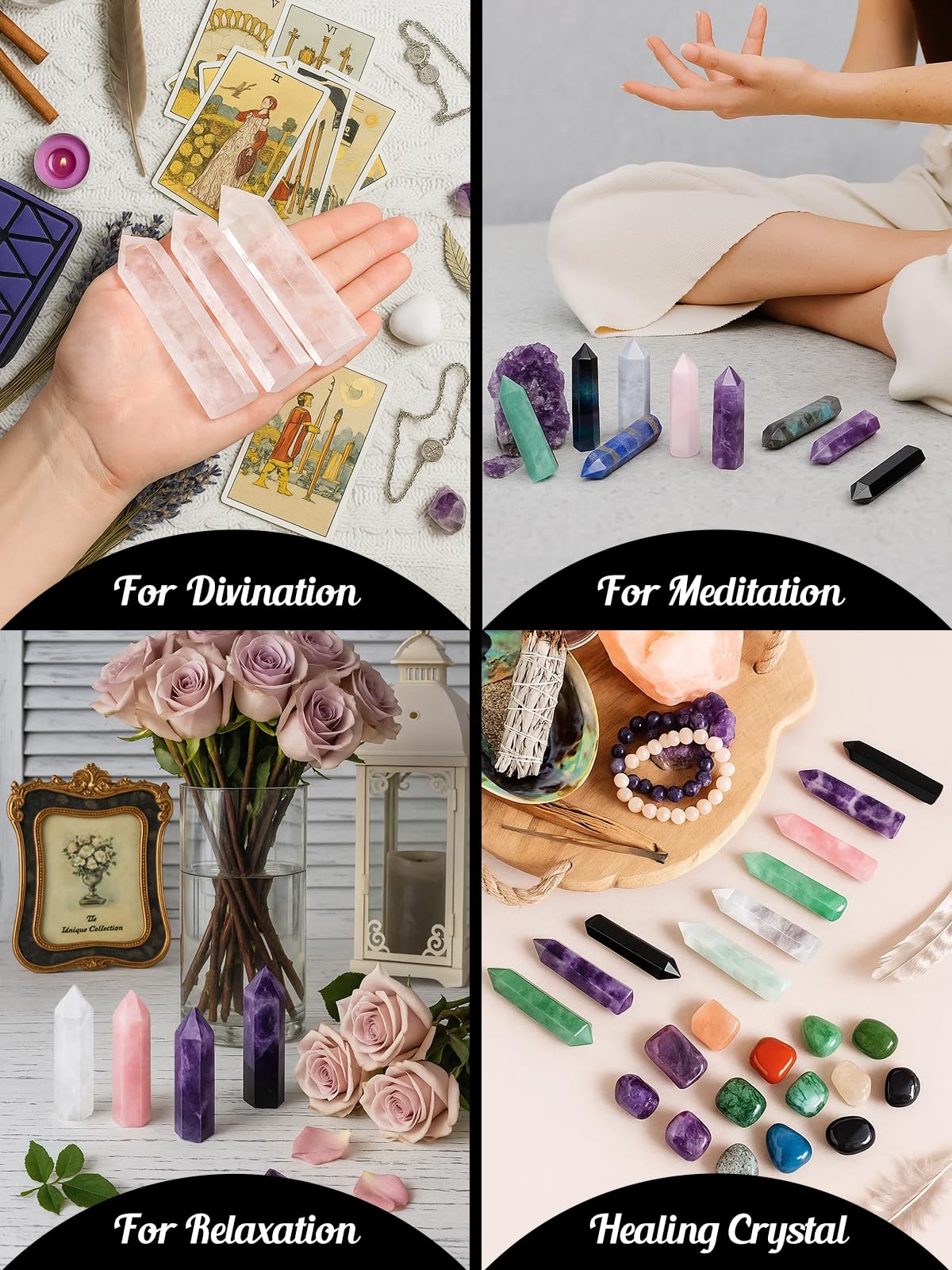 Jovivi Amethyst Healing Crystal Wands,3.5"-4" Polishied Natural 6 Faceted Single Point Chakra Crystal Wand for Reiki Energy Meditation Stone Home Decor Collection Gift 1PC