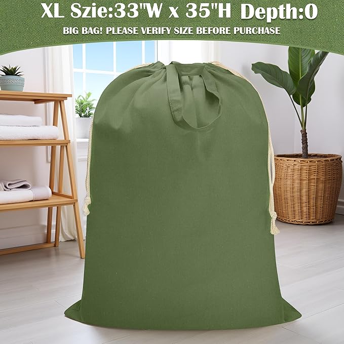 Canvas Laundry Bag 33"Wx 35"H, Thick Cotton Laundry Bag